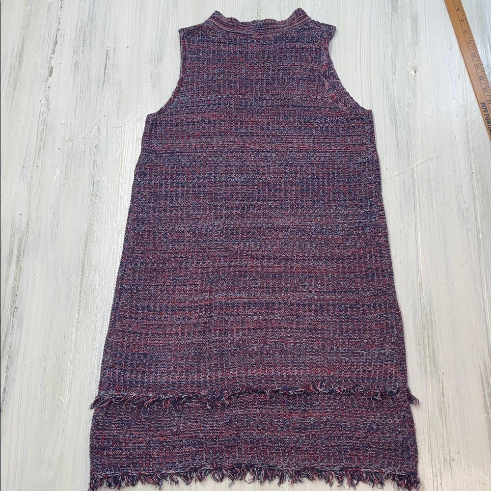๐5/$25 Ethereal by Paper Crane Boho Tweed Navy & Burgundy Mini Dress Sz S - Picture 6 of 7